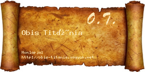 Obis Titánia névjegykártya